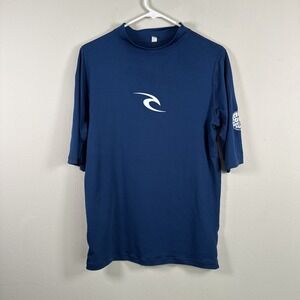 RipCurl BombPro Plus Rash Guard Size Blue Short Sleeve Men's Size Large